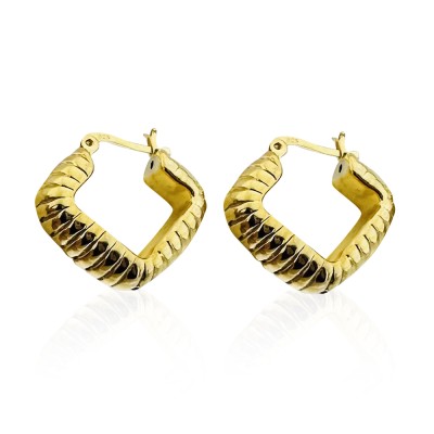 by Eda Çetin - Thick Square Form Hoop Earrings