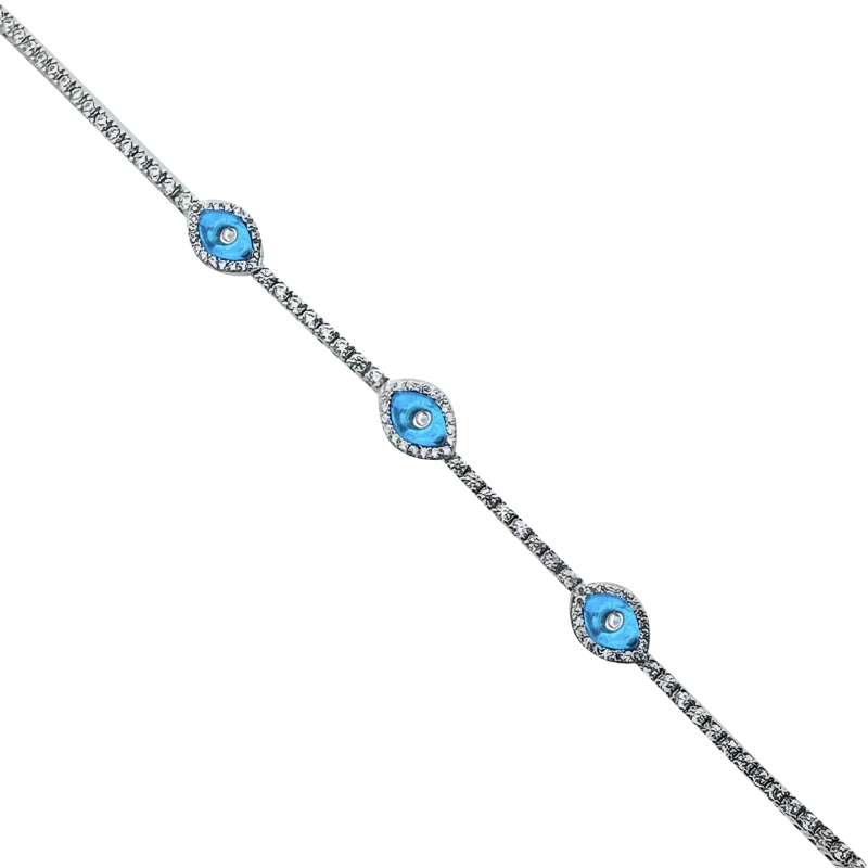 Thin Mounted Glass Eye Bracelet - Triple