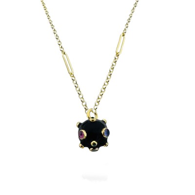 Tourmaline Enamel Necklace - Mirella Chain - Thumbnail