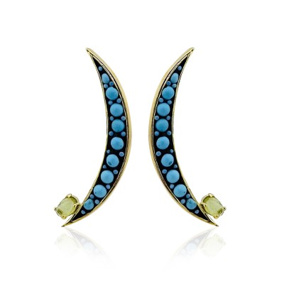 by Eda Çetin - Turquoise Design Crescent Earring