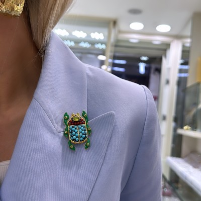 by Eda Çetin - Turquoise Luck Bug Brooch (1)