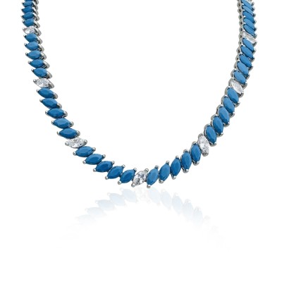 Turquoise Marquise Tennis Necklace - Thumbnail