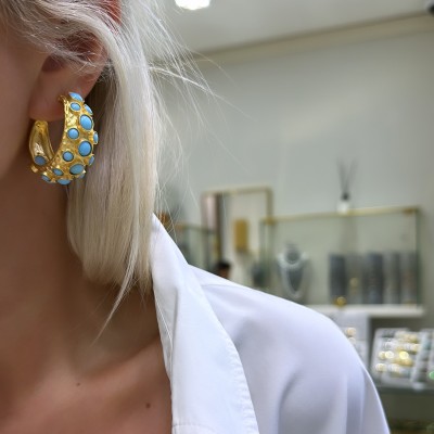 byEdaÇetin - Turquoise Moms Hoop Earrings (1)