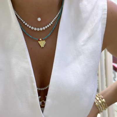 Turquoise Triangle Stone Necklace - Thumbnail