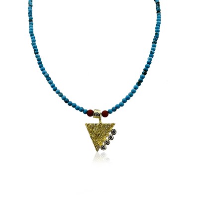 by Eda Çetin - Turquoise Triangle Stone Necklace