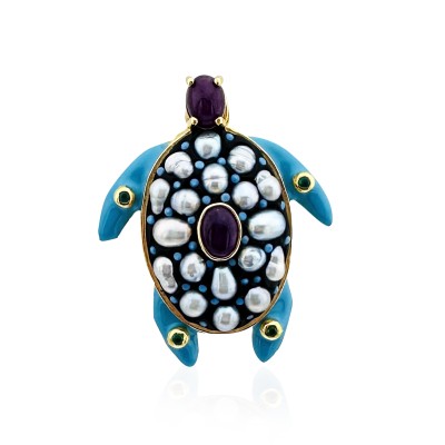 by Eda Çetin - Turtle Collection Brooch - Pearl